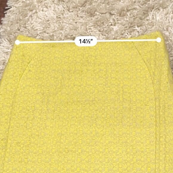 ABS Allen Schwartz Platinum Vintage Bold Yellow Textured Tweed Mini Skirt Sz 2 - Picture 12 of 14